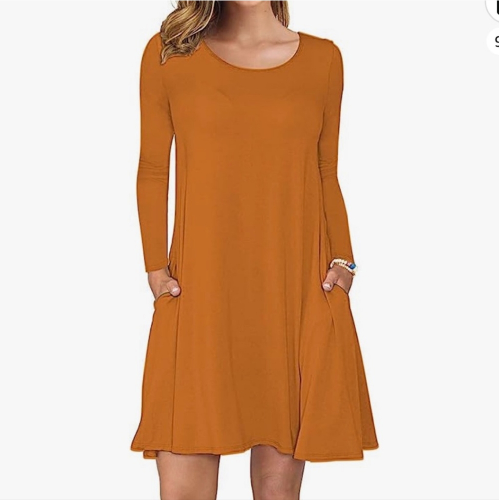Garnet Hill Tencel Lyocell Dress Women's Small 3/4 Sleeve Mustard Yellow Nwts